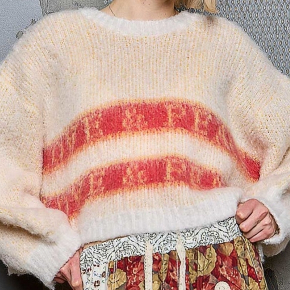 POL Love&Peace NEW RELEASE/Just Launched Fuzzy Sweater, NIB, S, Powder Crm🧡🤍💛